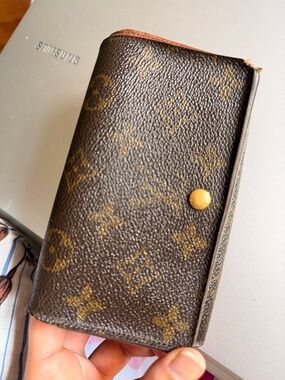 Louis Vuitton Brown Monogram Canvas Key Pouch Wallet with Gold Button